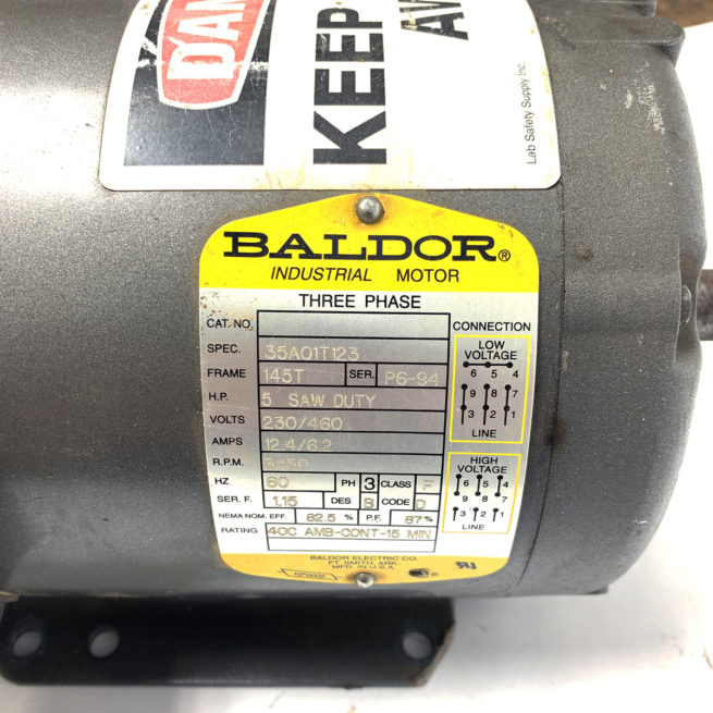 Baldor Industrial Motor 35AO1T123 used plate