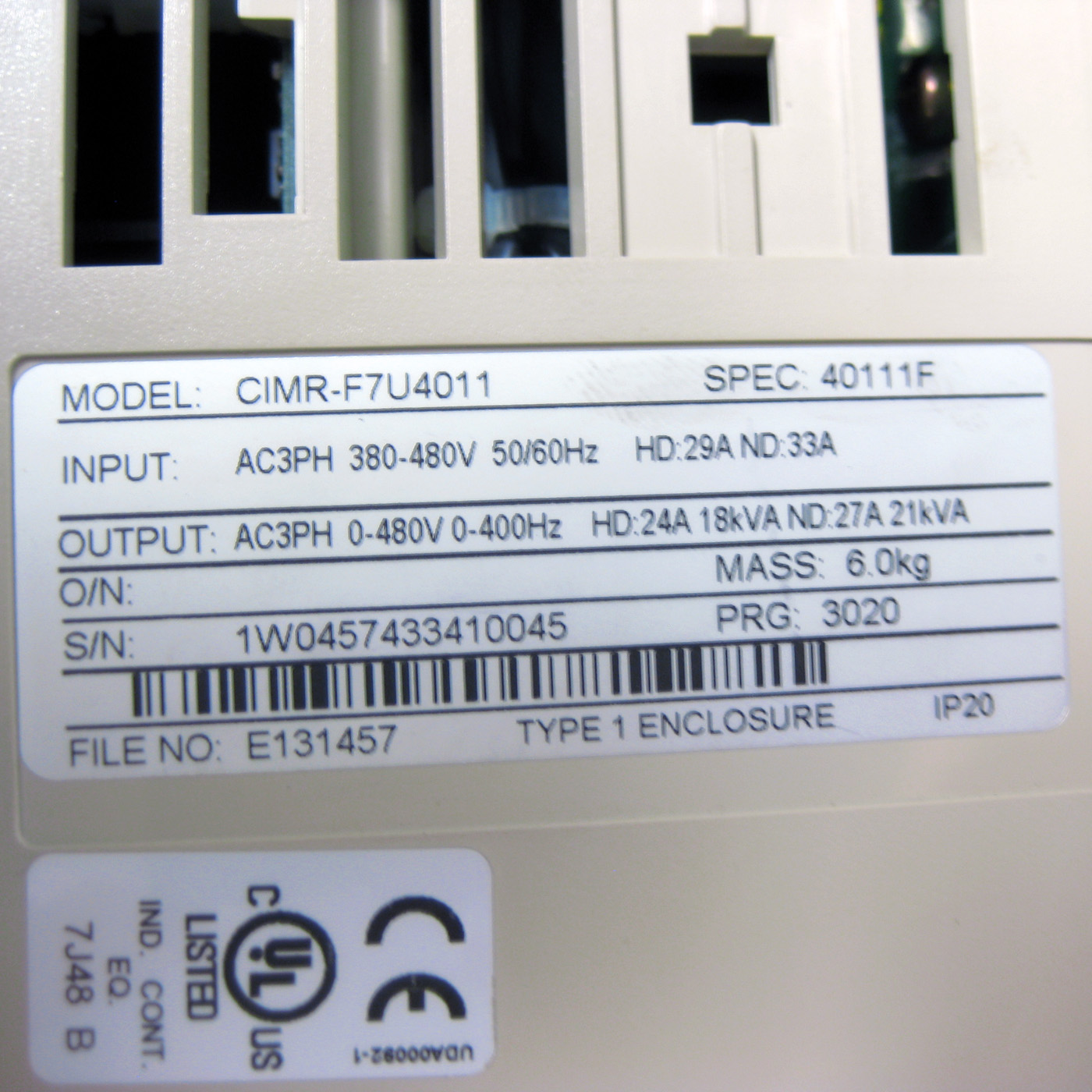 Yaskawa CIMR-F7U4011 AC Motor Drive Specs