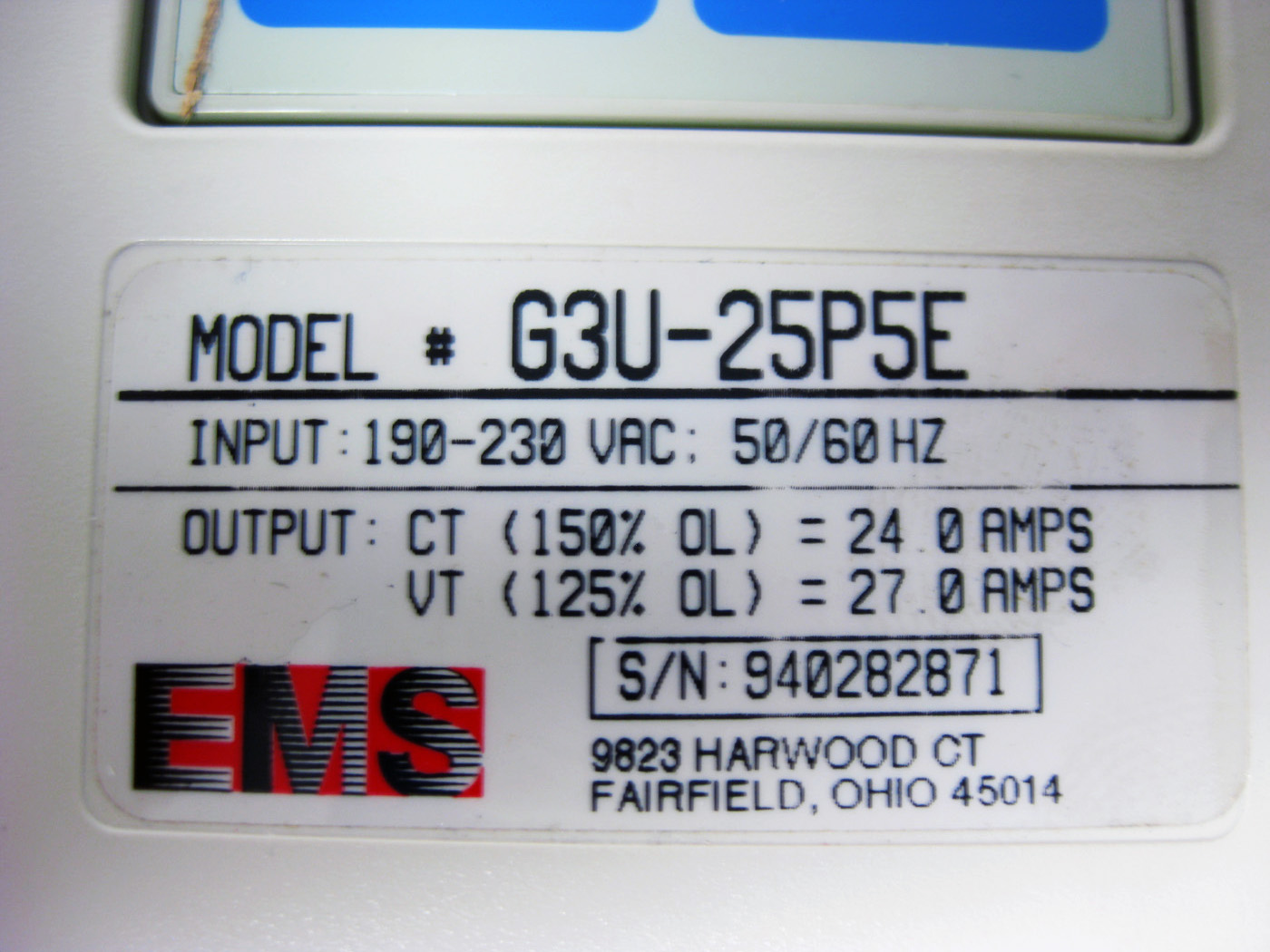 EMS G3U-25P5E VFD