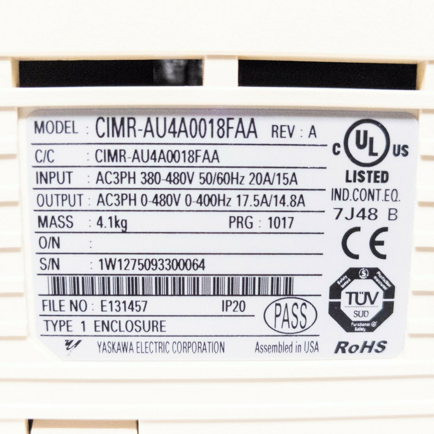 Yaskawa CIMR-AU4A0018FAA AC Motor Drive 02
