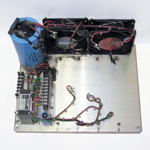 Front view of a metal Glentek GA4567P-4A-3 4-axis servo amplifier chassis showing multi-axis terminal connections for industrial motion control.