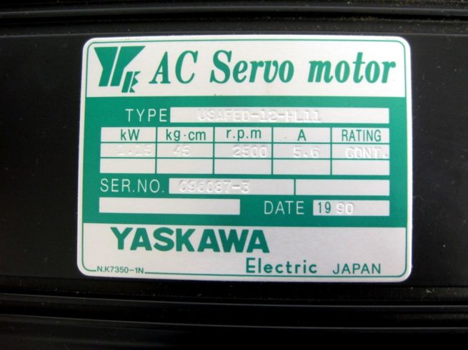 Yaskawa USAFED 12 HL11 AC Servo Motor 115 kW 56A 322103273041 5