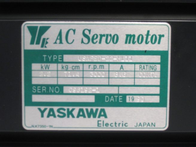 Yaskawa USAFED 22 HL11 AC Servo Motor 22kW 86A 322104495146 4