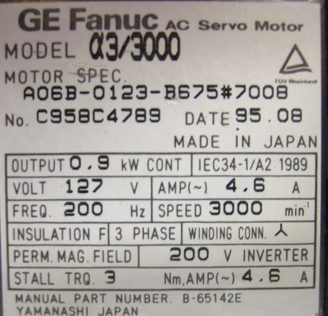 GE Fanuc AC Servo Motor with Brake a33000 222586117387 4