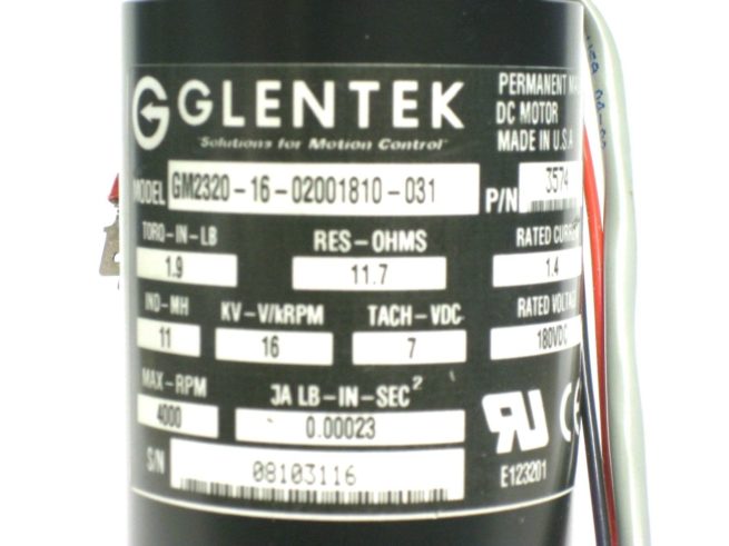 Glentek GM2320 16 02001810 03DC Servo Motor 180VDC 4000RPM 14A NEW OLD STOCK 222147840228 5